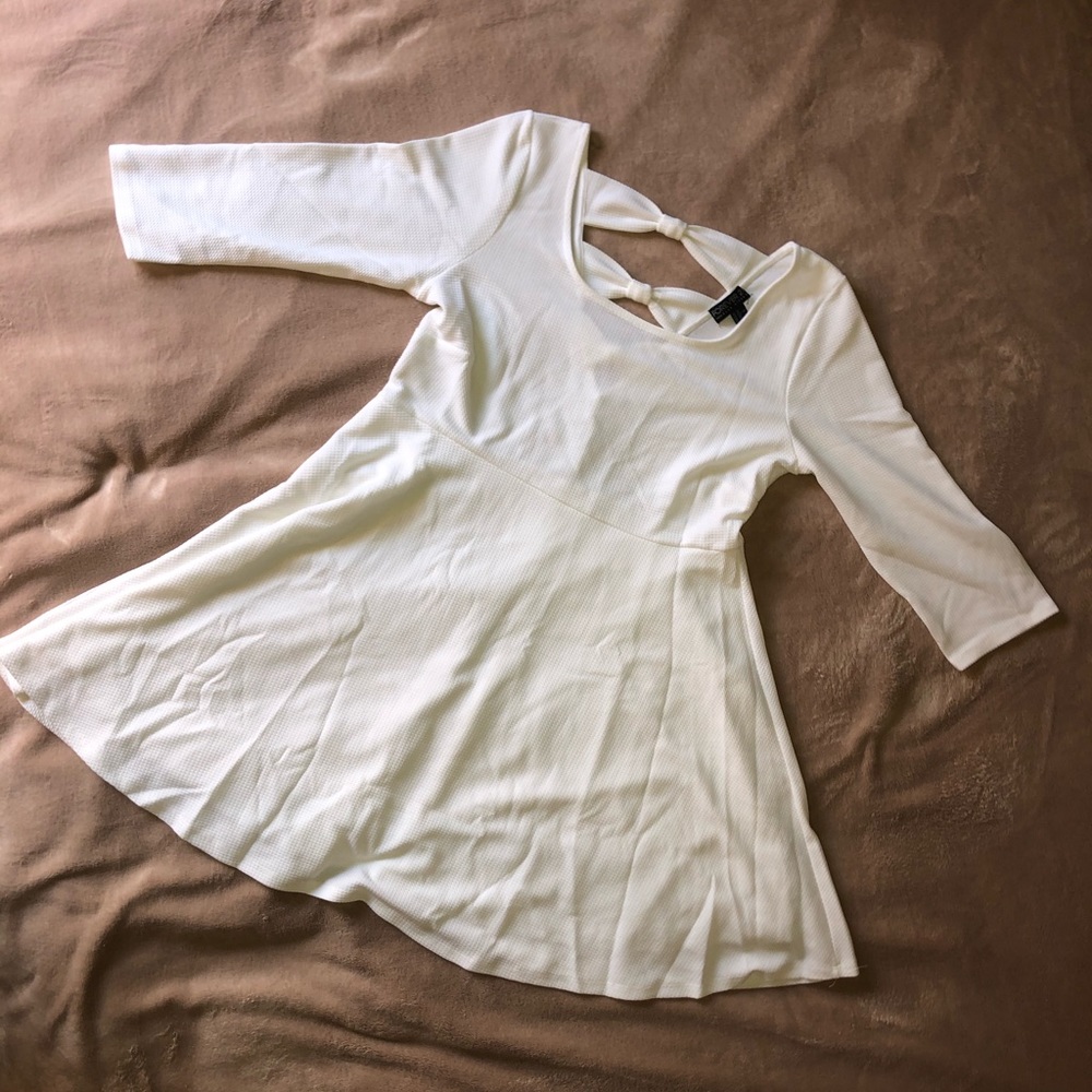 White Skater Dress with Bow Details